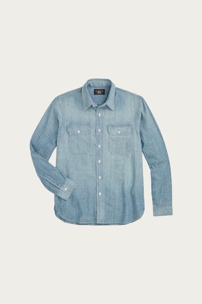 RRL Indigo Chambray Workshirt | Medium Wash | Canoe Club