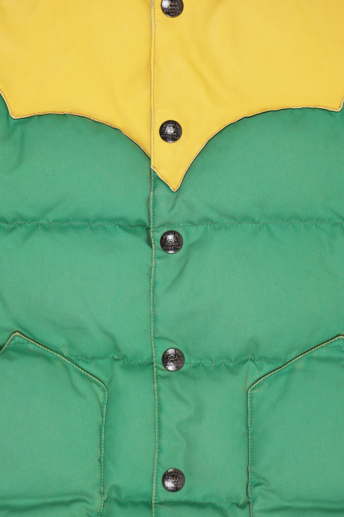 RRL - Leather-Yoke Quilted Vest - Kelly Green - Canoe Club