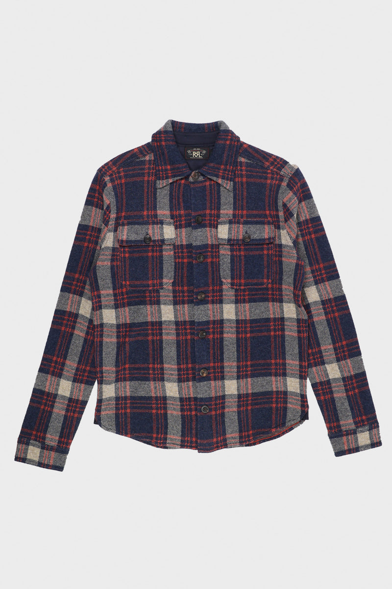RRL Longsleeve Wool/Cotton Blend Matlock Sweater Workshirt | Red RRL Longsleeve Wool/Cotton Blend Matlock Sweater Workshirt | Red