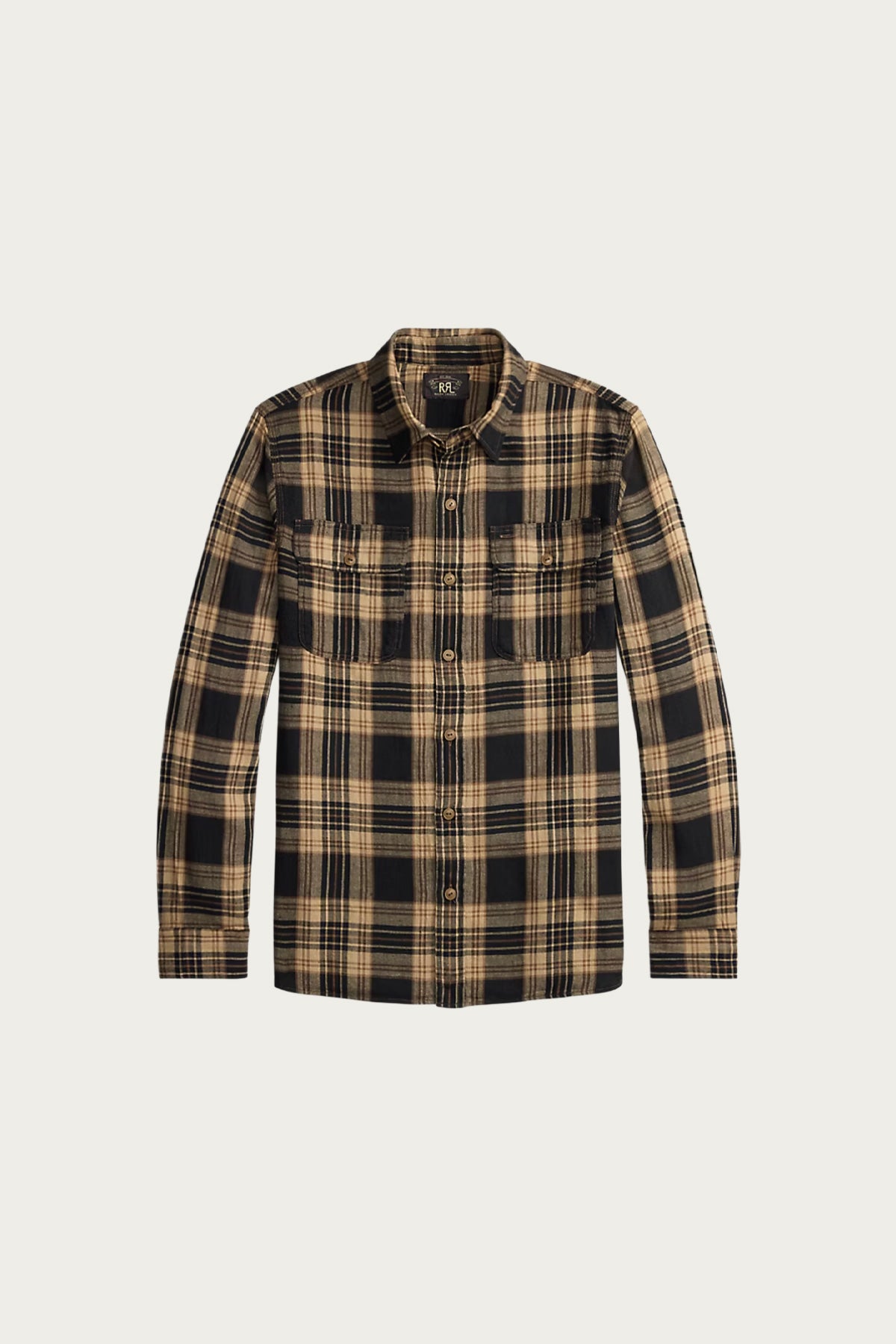 RRL - Plaid Cotton-Linen Workshirt - Black/Brown/Tan - Canoe Club