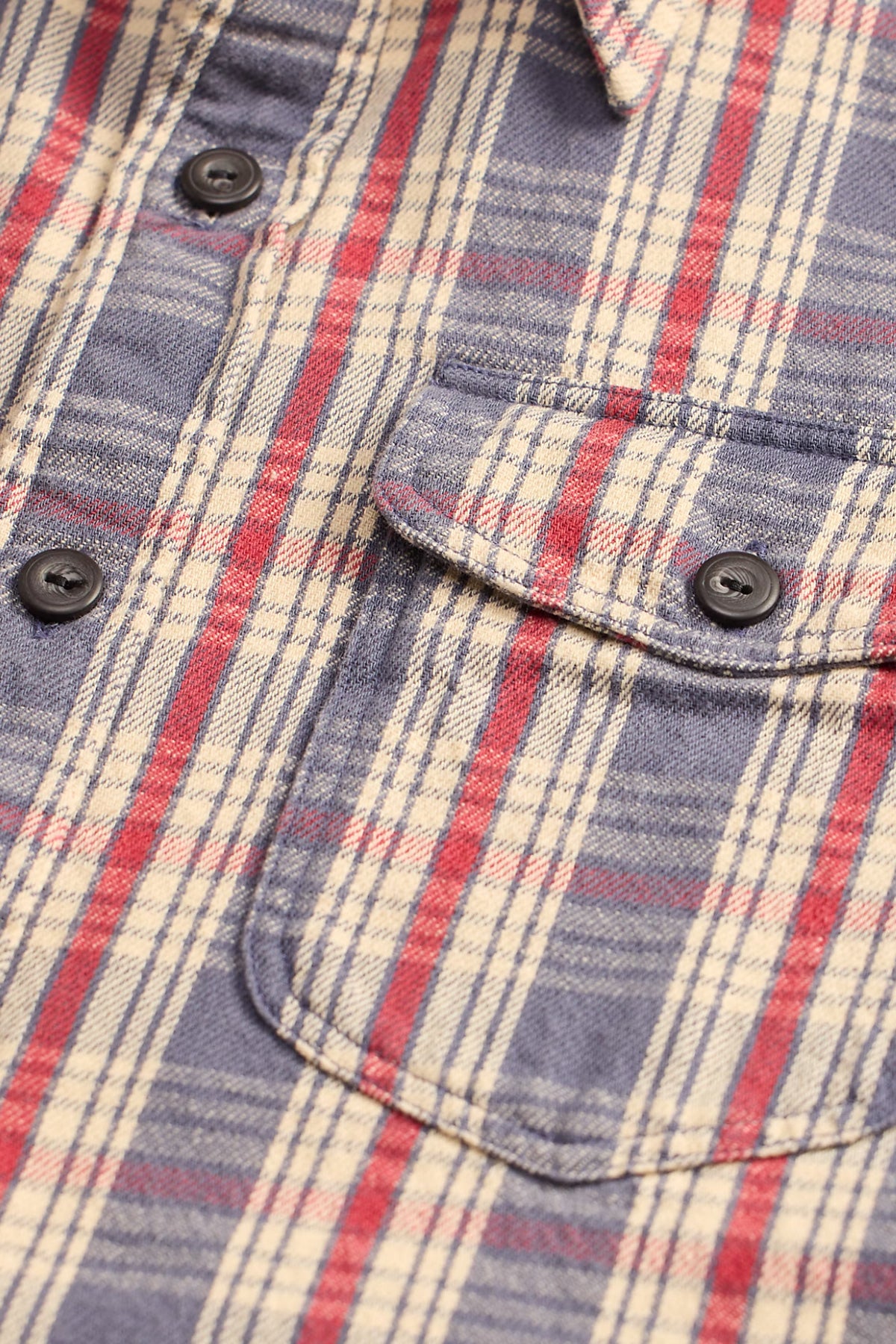 RRL - Plaid Twill Workshirt - Blue/Cream/Red - Canoe Club