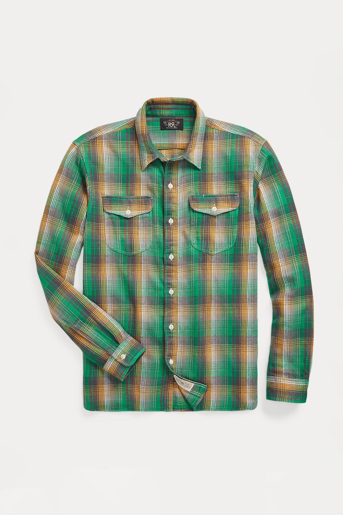 RRL - Plaid Twill Workshirt - Green/Yellow - Canoe Club