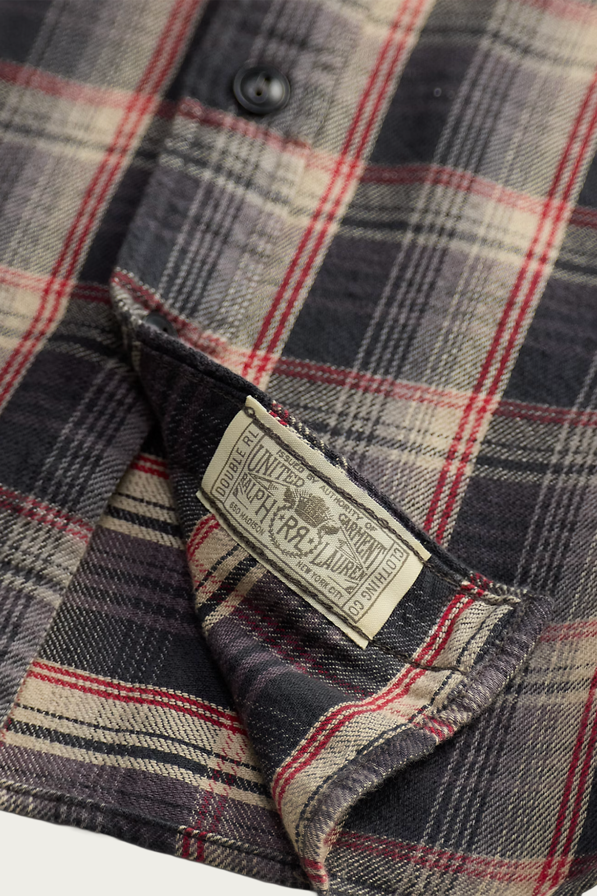 RRL - Plaid Twill Workshirt - Grey/Red - Canoe Club