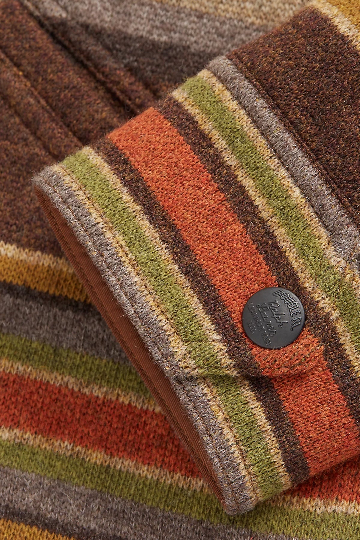RRL - Striped Wool Workshirt Sweater - Brown Stripe/Multi - Canoe Club