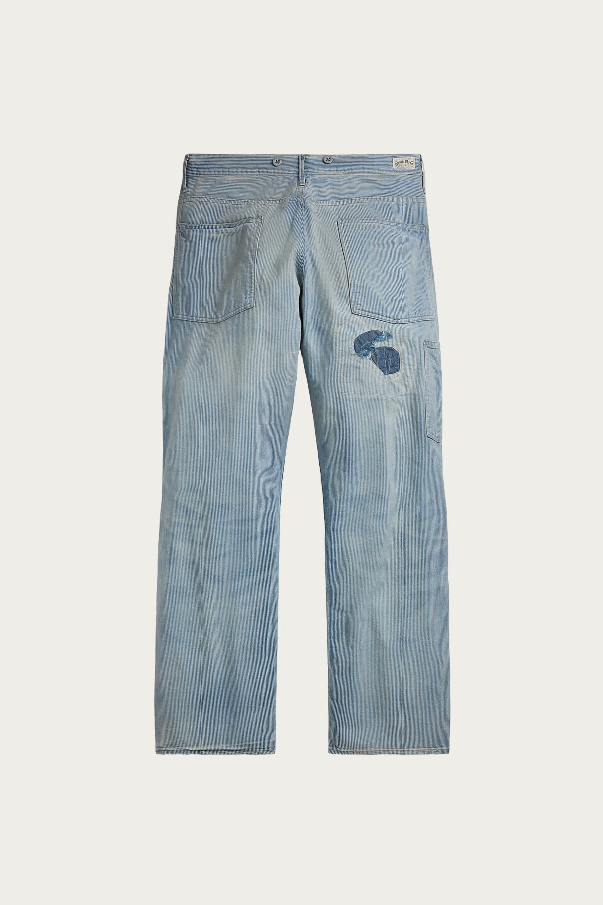 RRL - Vintage 5-Pocket Repaired Indigo Pant - Destroyed Repair Stripe - Canoe Club