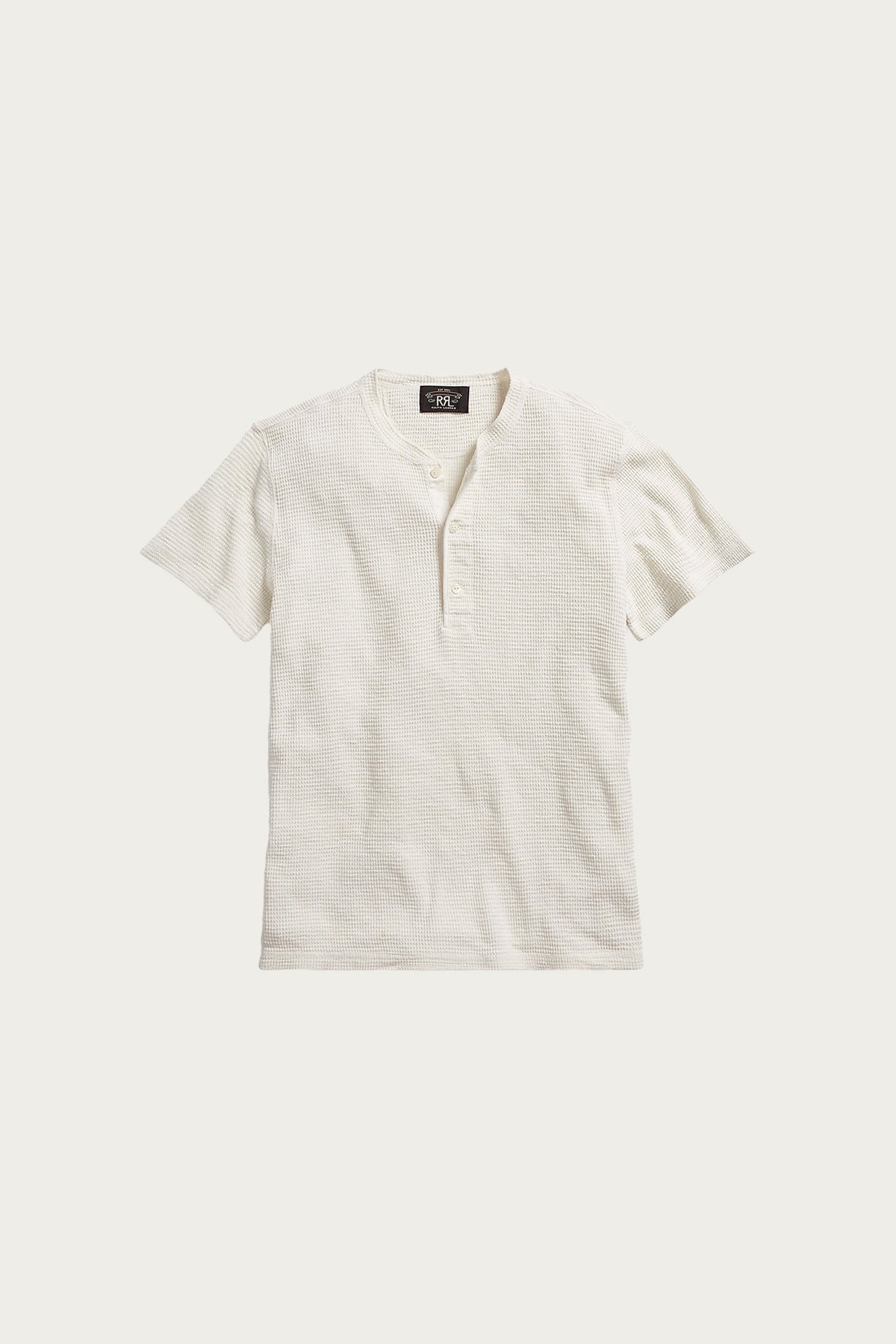 RRL - Waffle Knit Shortsleeve Henley Shirt - Paper White - Canoe Club
