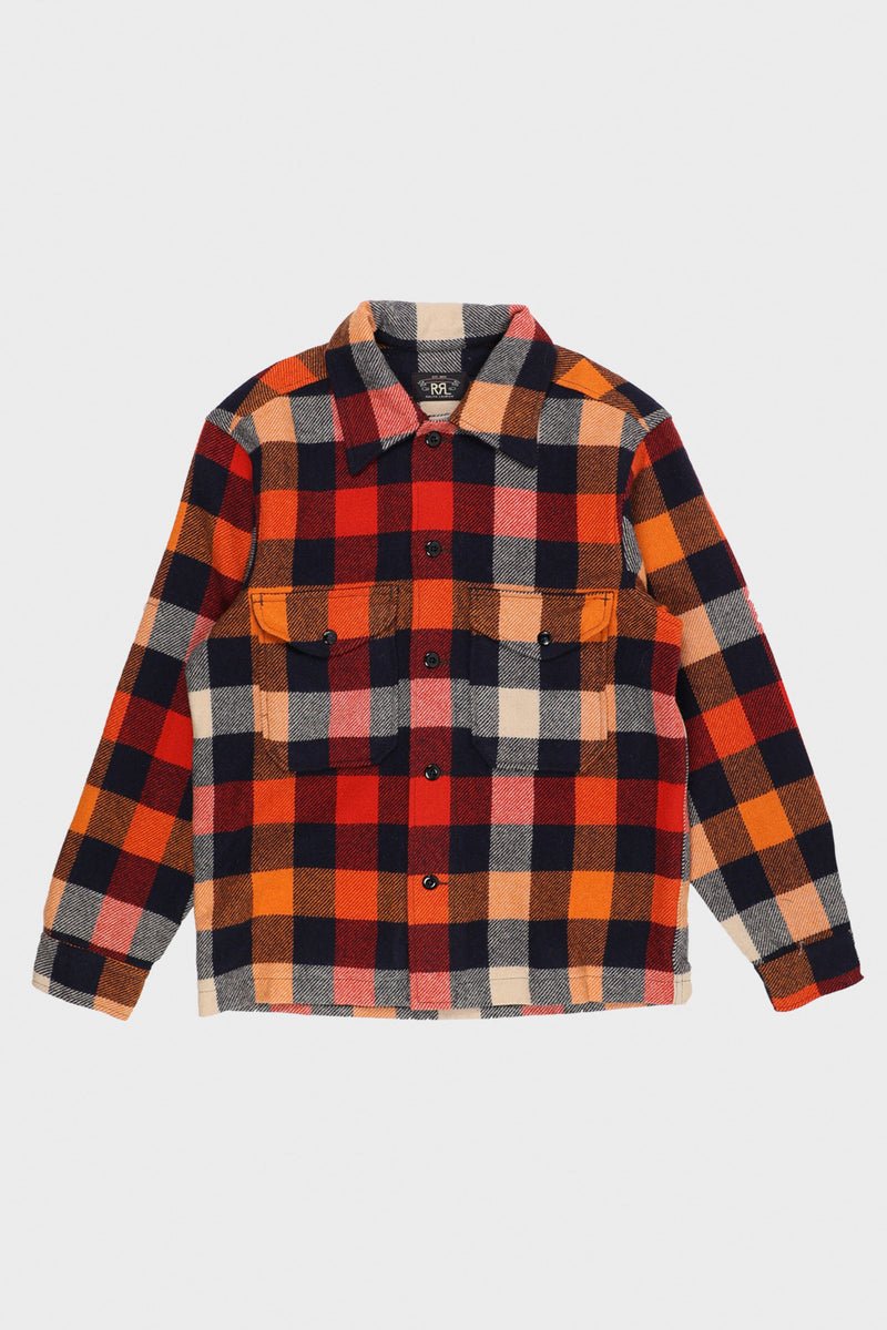 RRL Wool Blend Flannel | Orange | Canoe Club L