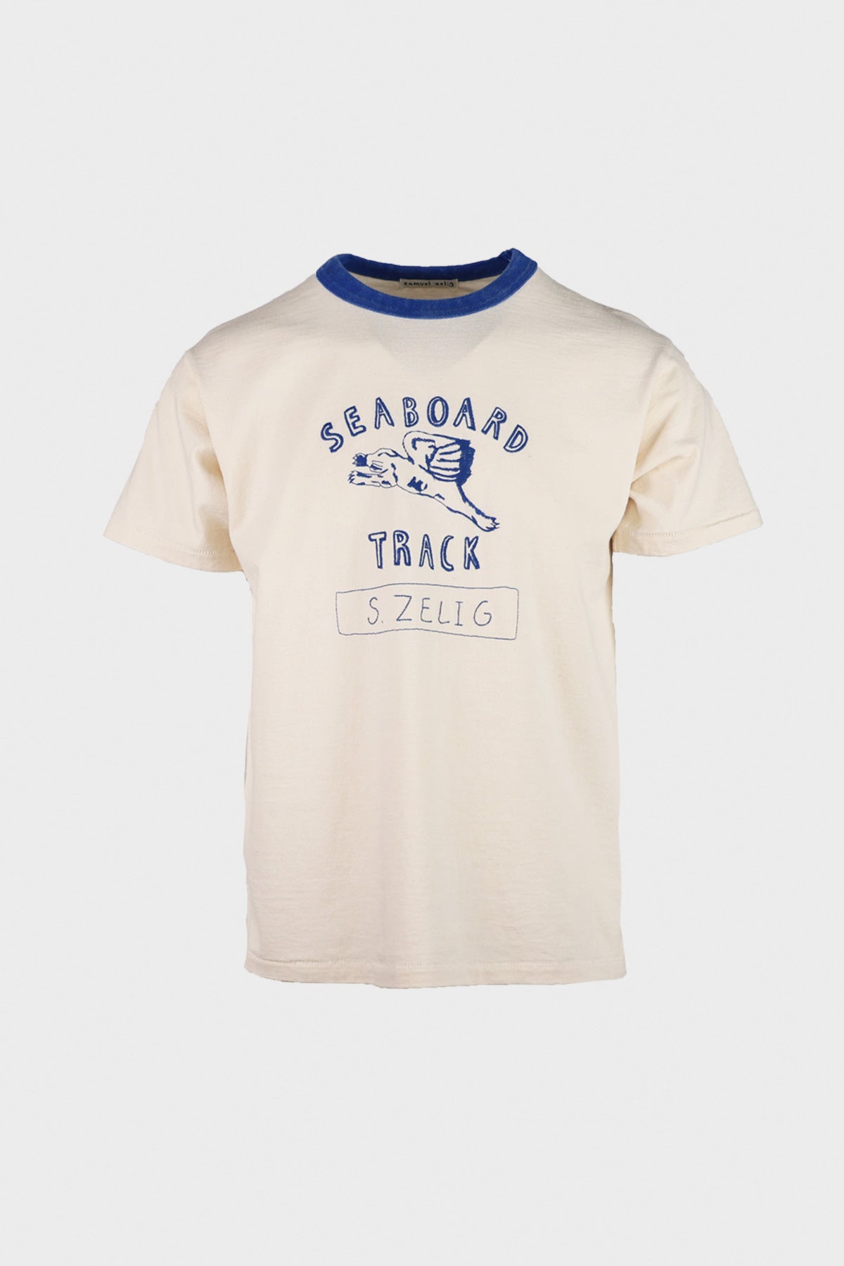 Samuel Zelig - Track Tee - Natural/Blue - Canoe Club