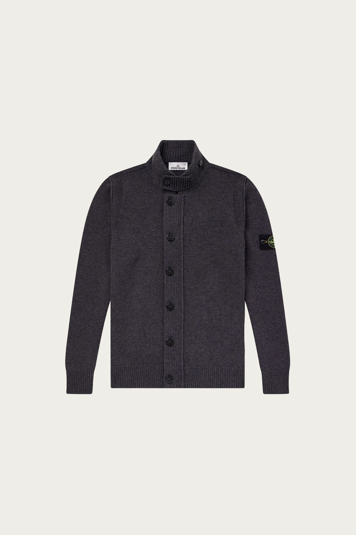 Stone Island - Lambswool Zip-Up Jumper - Melange Lead - Canoe Club
