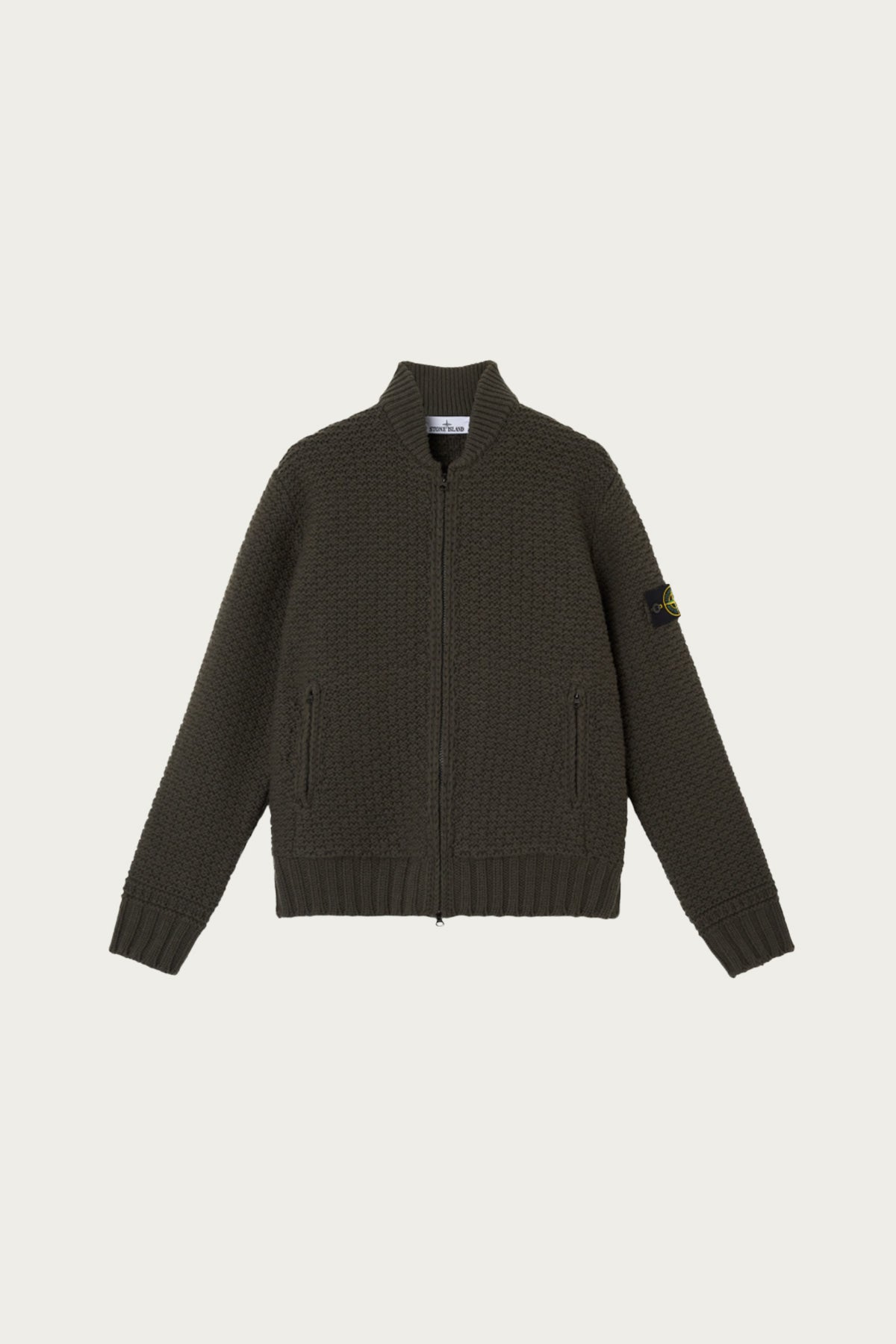 Stone Island - Pure Wool Bomber Jumper - Military Green - Canoe Club