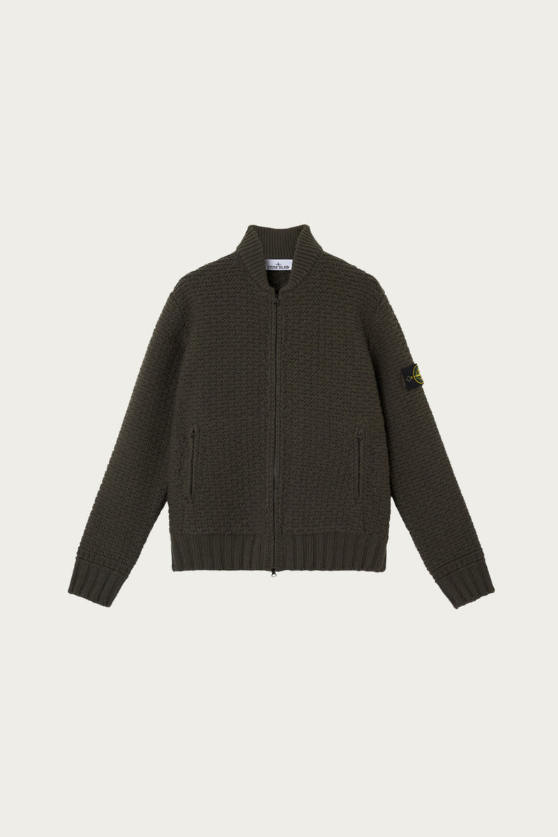 トップス Stone  Wool Cardigan Jumper Stone Island Pure Wool Bomber Jumper | Military Green | Canoe Club
