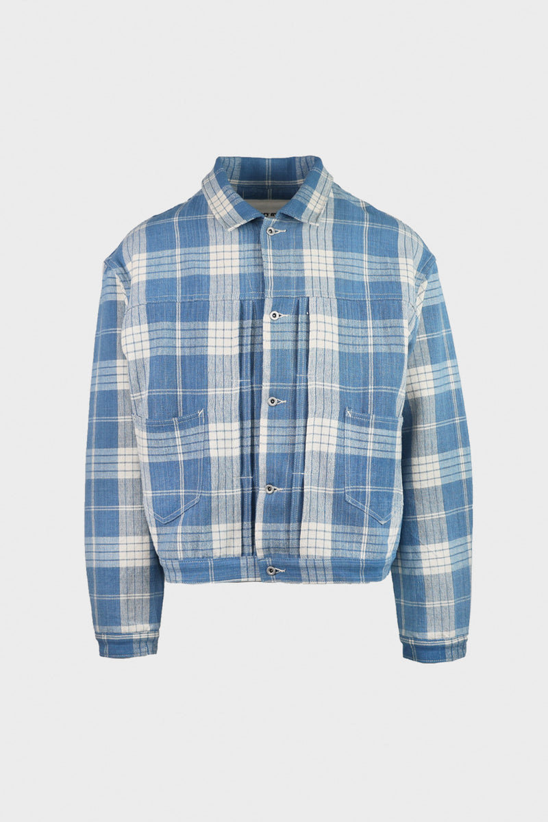 Story MFG. Sundae Jacket | Indigo Ecru Check | Canoe Club