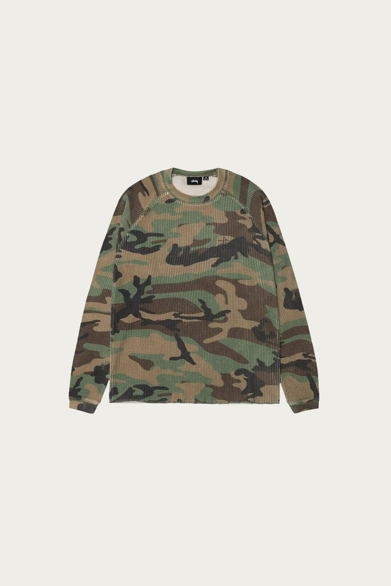Stüssy Raglan Thermal Basic Stock | Woodland Camo | Canoe Club