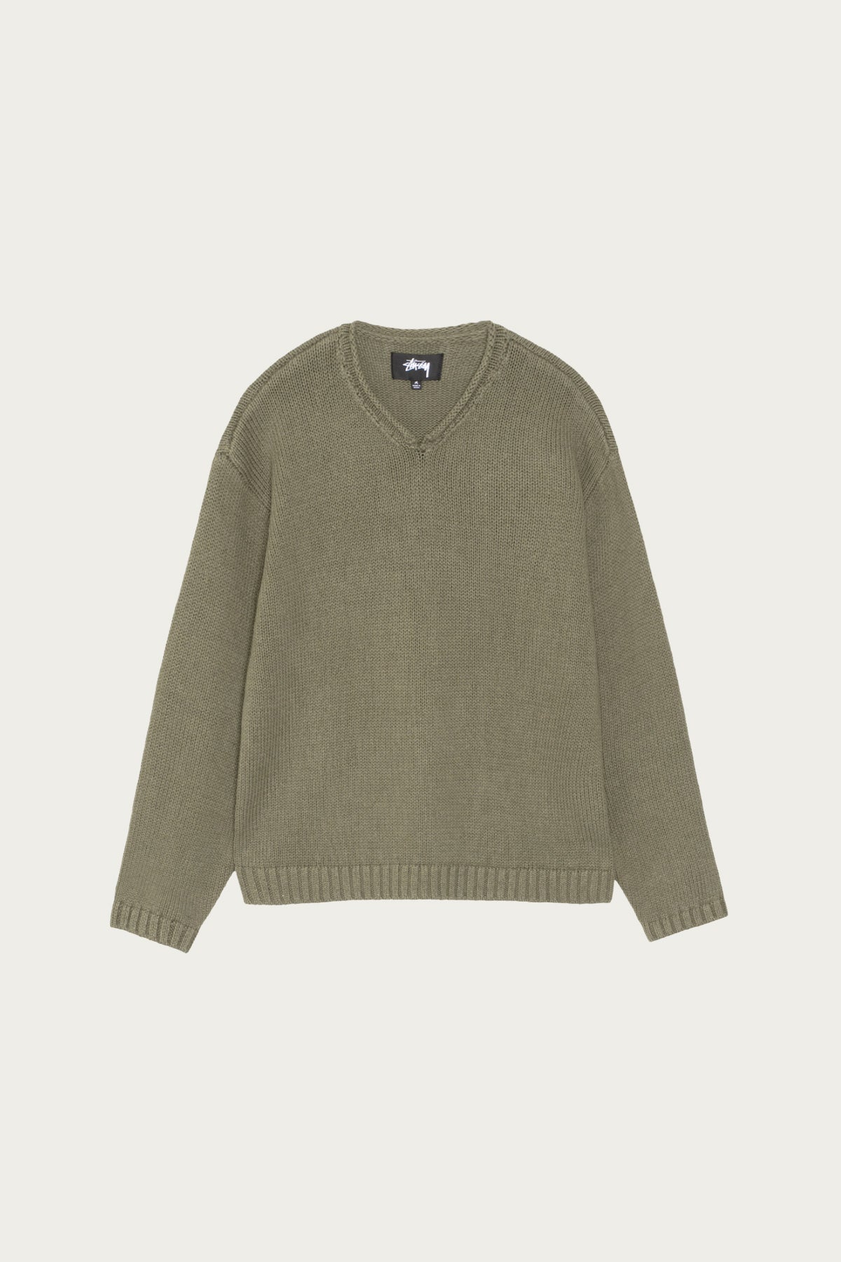 Stüssy - Roll V Neck Sweater - Olive - Canoe Club