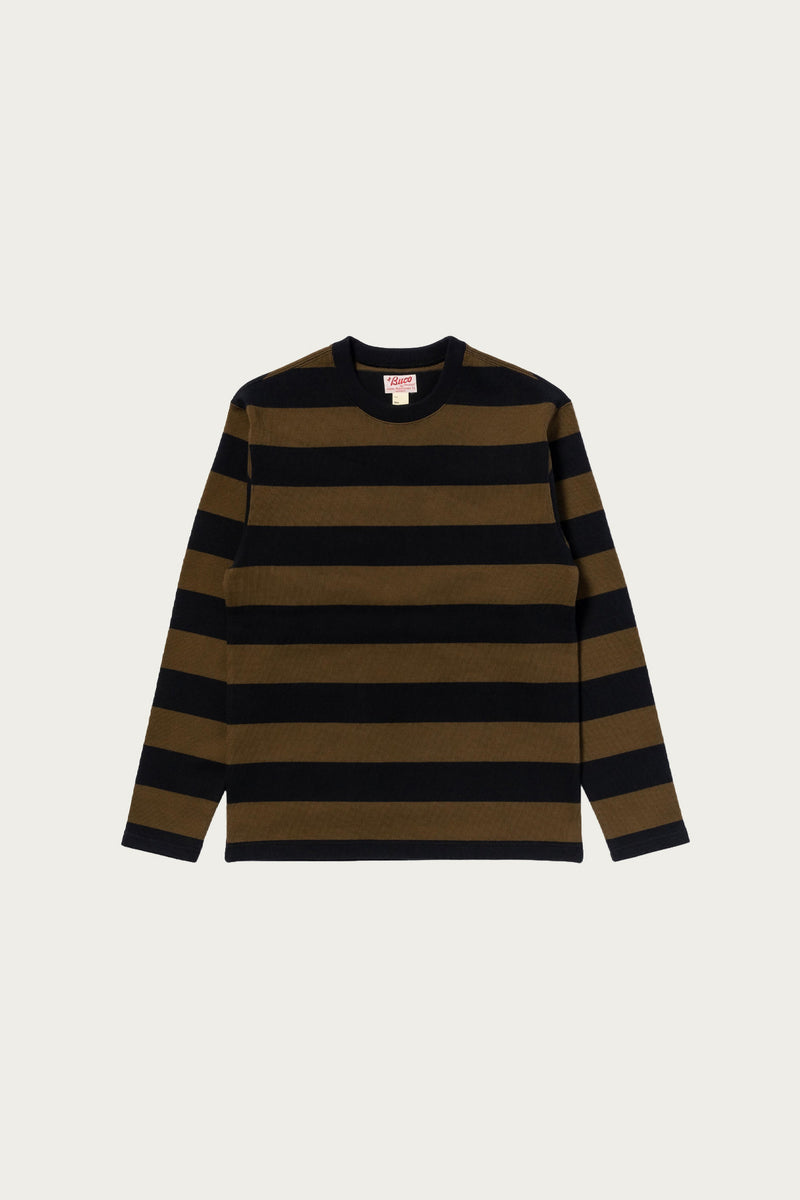 The Real McCoy's Buco Stripe Racing Jersey | Black/Olive | Canoe Club