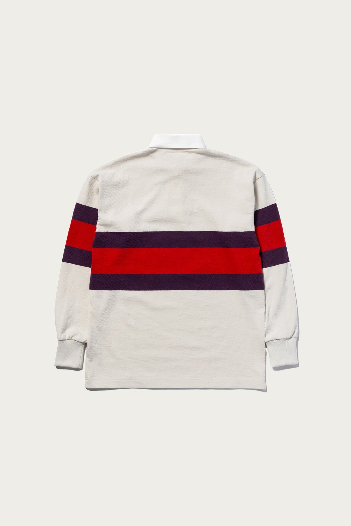 The Real McCoys - Climbers' Striped Rugby Shirt - White/Purple/Red - Canoe Club