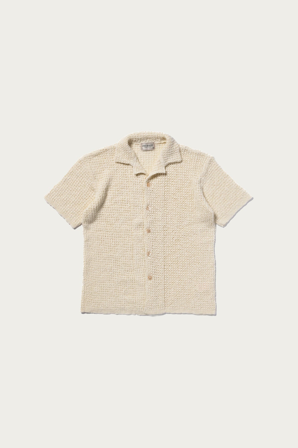 The Real McCoys - Cotton Knitted Button Up Shirt - White - Canoe Club