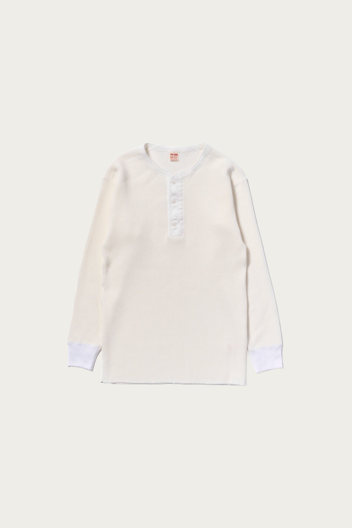 The Real McCoys - Waffle Thermal Henley Undershirt L/S - White - Canoe Club