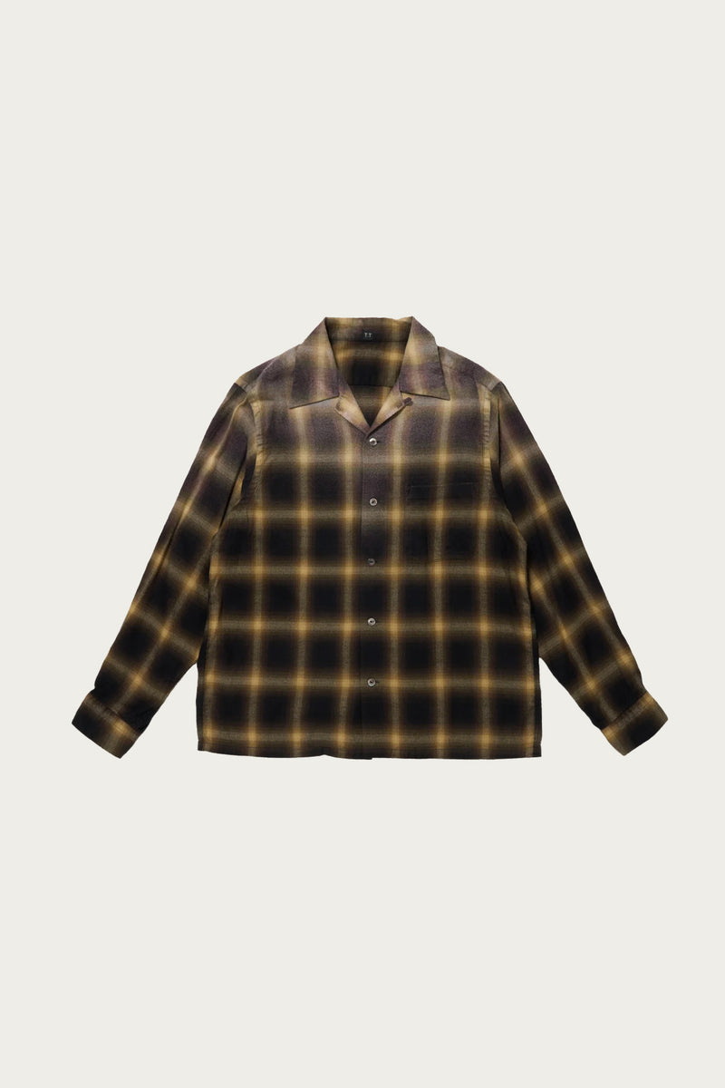 Taiga Takahashi Lot. 101 Open Collar Shirt | Bleached Beige Plaid