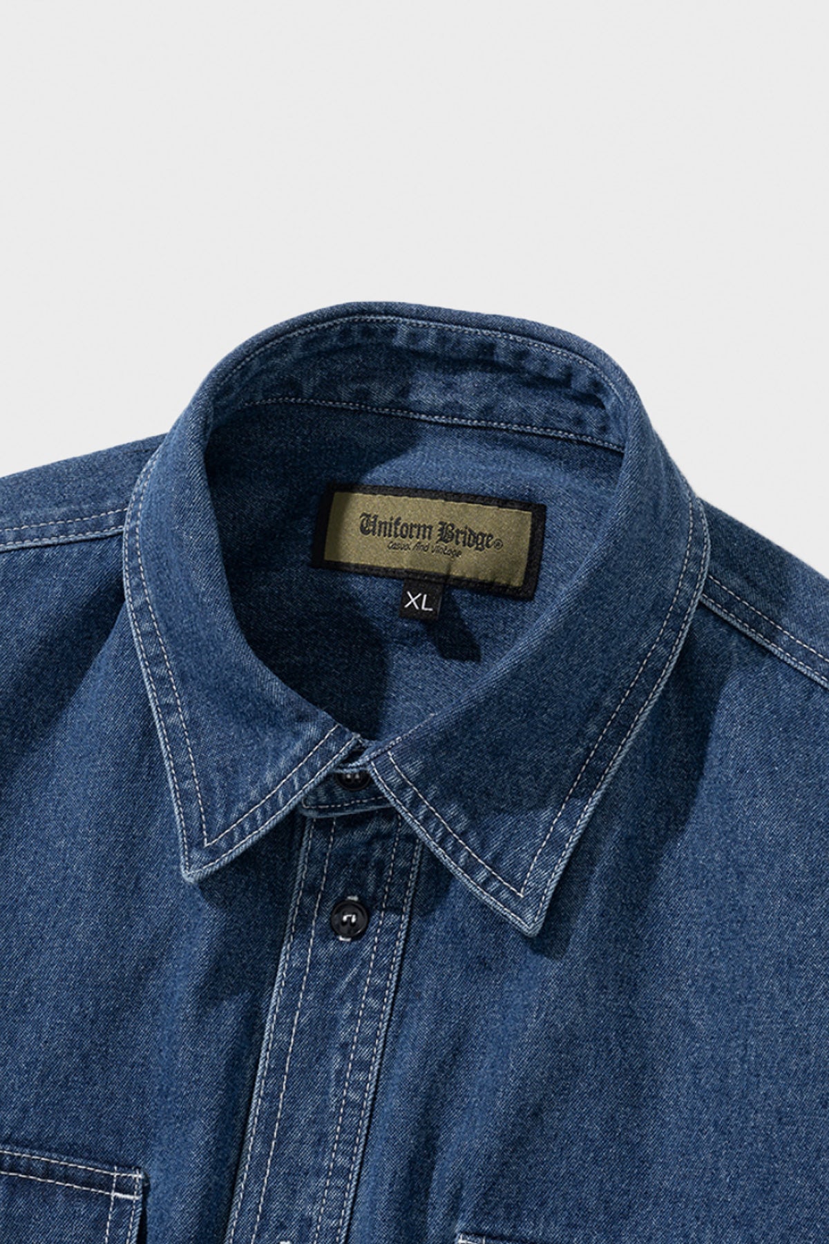 Uniform Bridge - 9.5oz Washed Denim Pocket Shirts - Indigo Washed - Canoe Club