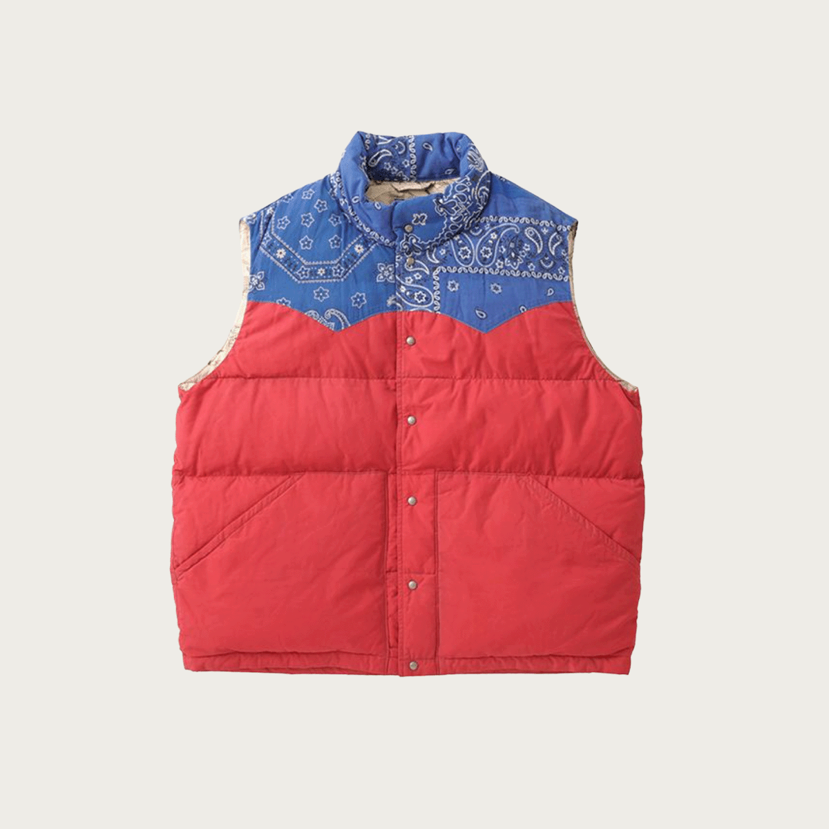 visvim ICT Kora down vest ヴィンテージバンダナ Visvim (I.C.T.) Kerchief Down Vest | Red | Canoe Club