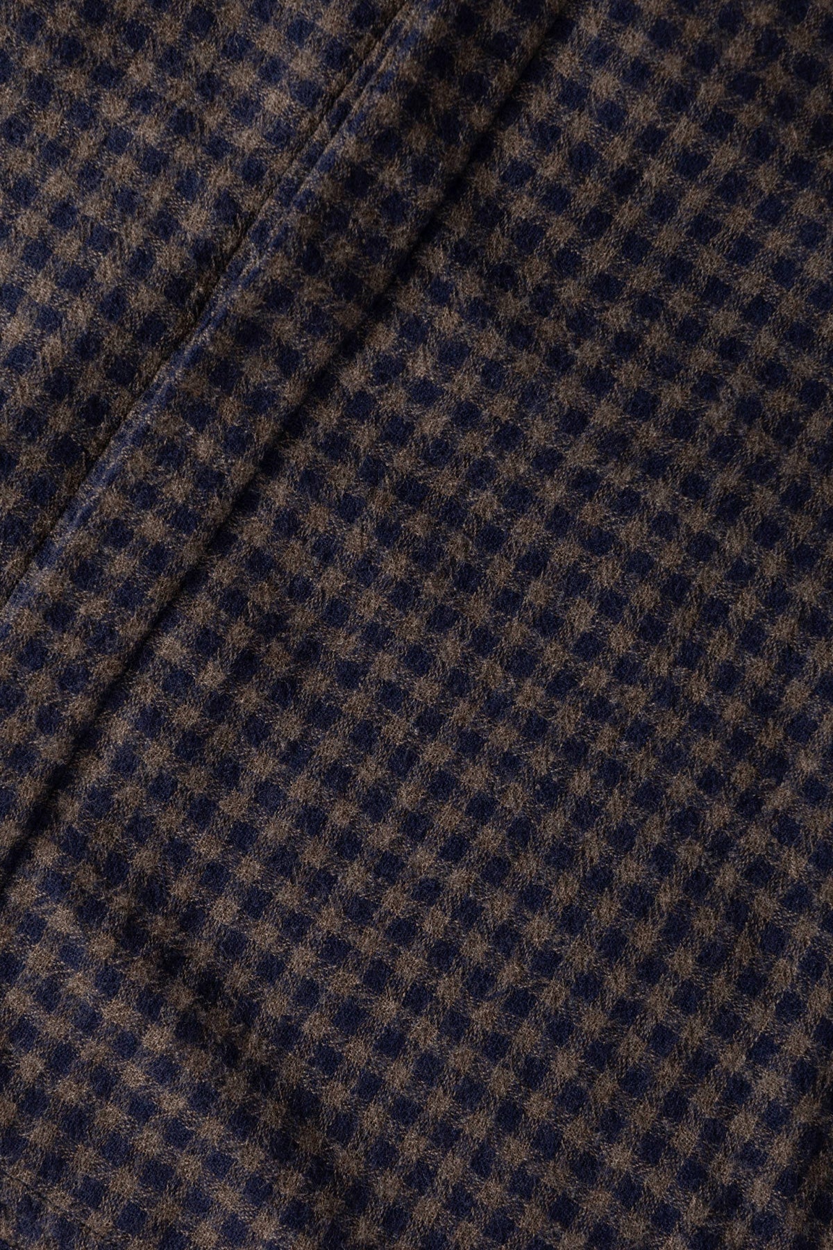 William Frederick - Café Shirt - Navy and Olive Brown Worsted Wool Gauze - Canoe Club