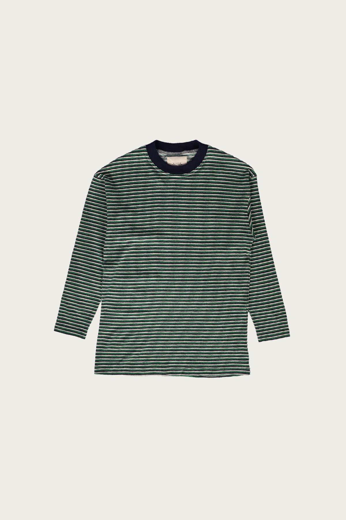 William Frederick - Long Sleeve Tee - Navy, Green, Cream Stripe - Canoe Club