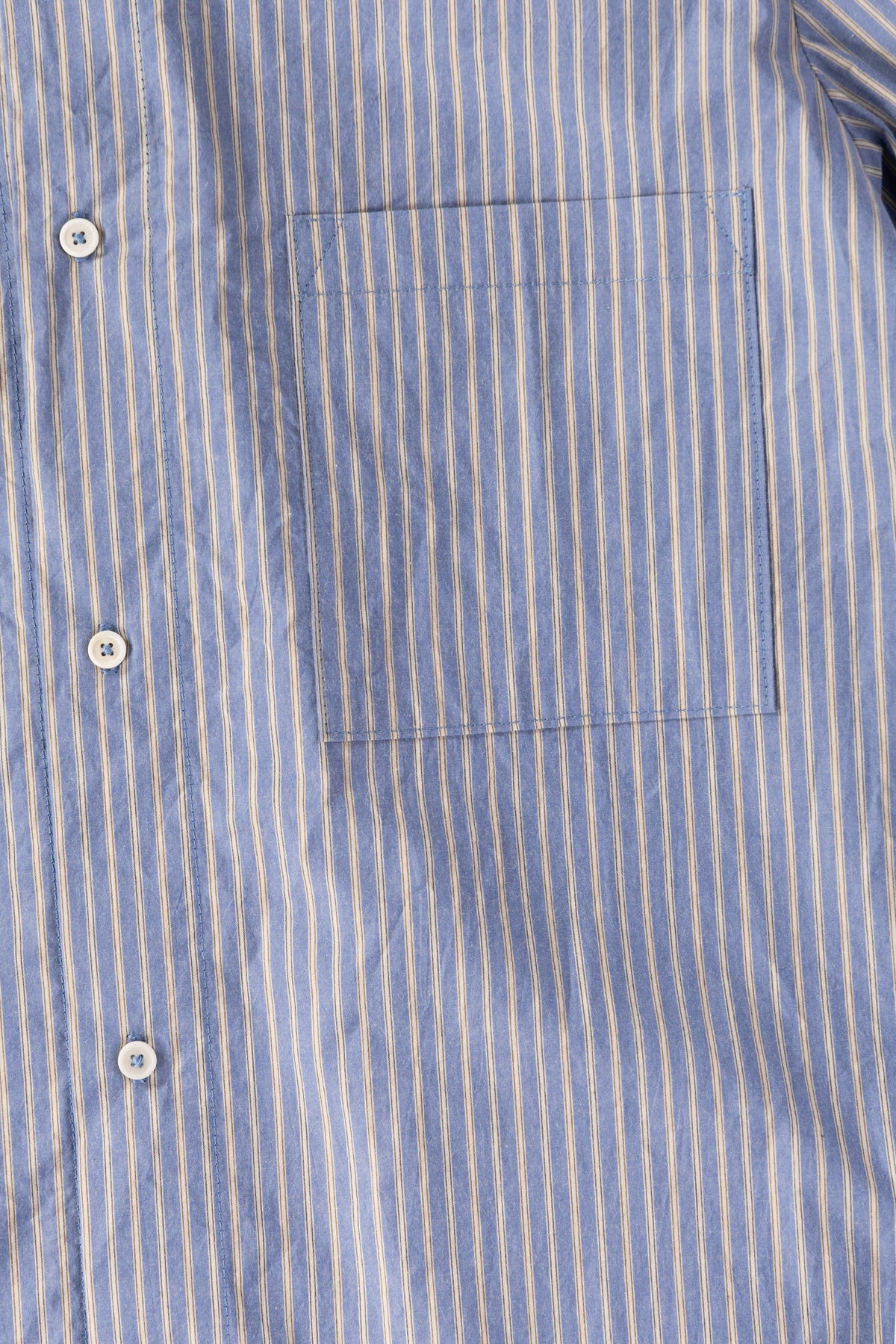 William Frederick - Office Shirt - Washed Blue Stripe Cotton Typewriter Cloth - Canoe Club