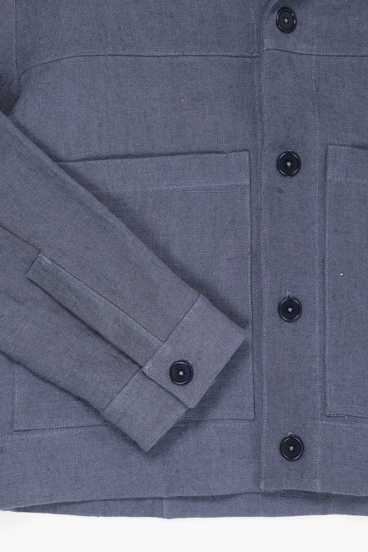 William Frederick - Cafe Jacket - Dusty Blue Butcher Linen - Canoe Club
