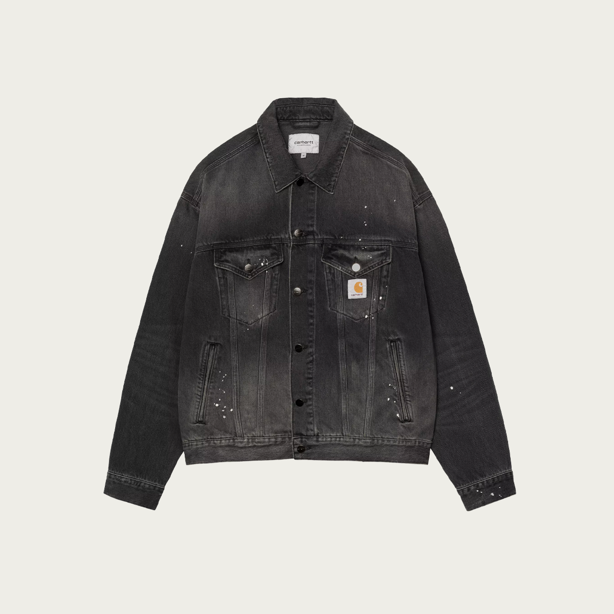 Carhartt WIP Helston Jacket | Black Destroy/Splatter Wash | Canoe Club