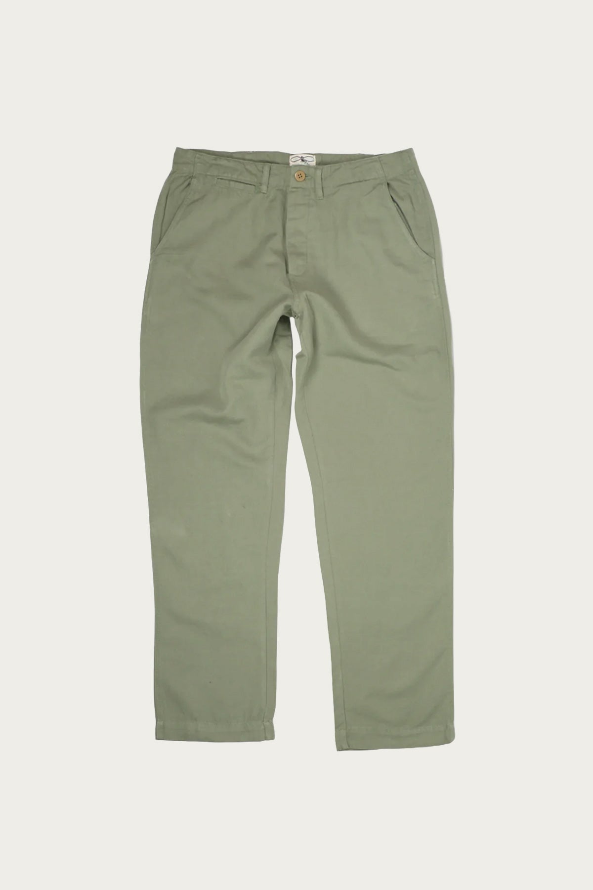 Wythe - Flat Front Slub Cotton/Linen Twill Chinos - Faded Olive - Canoe Club