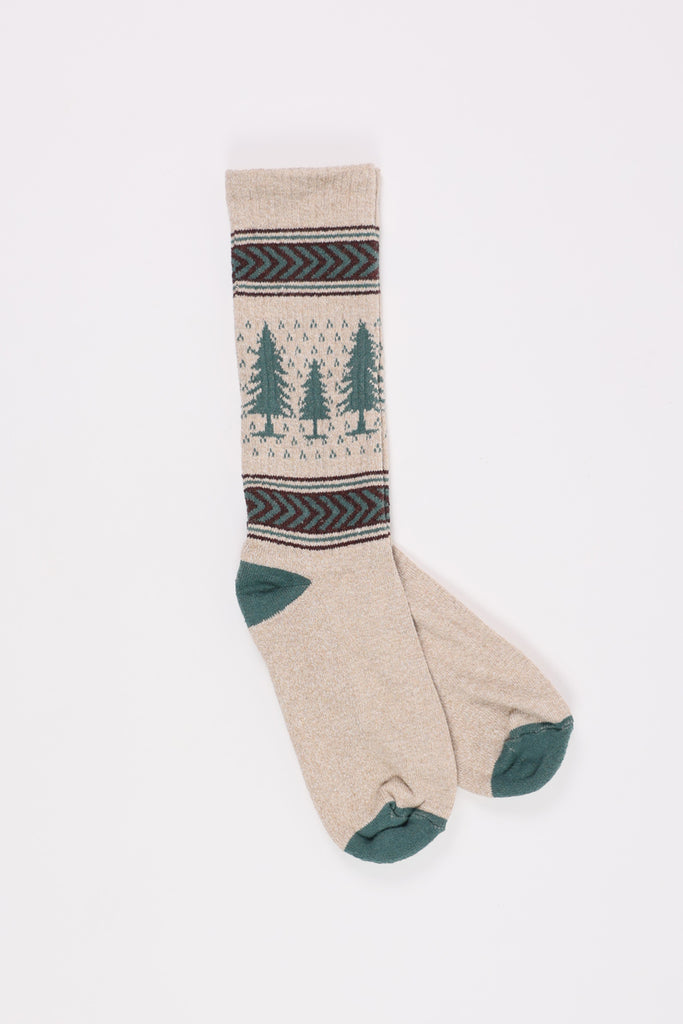Wythe - Recycled Cotton Jacquard Socks - Evergreen Pines - Canoe Club