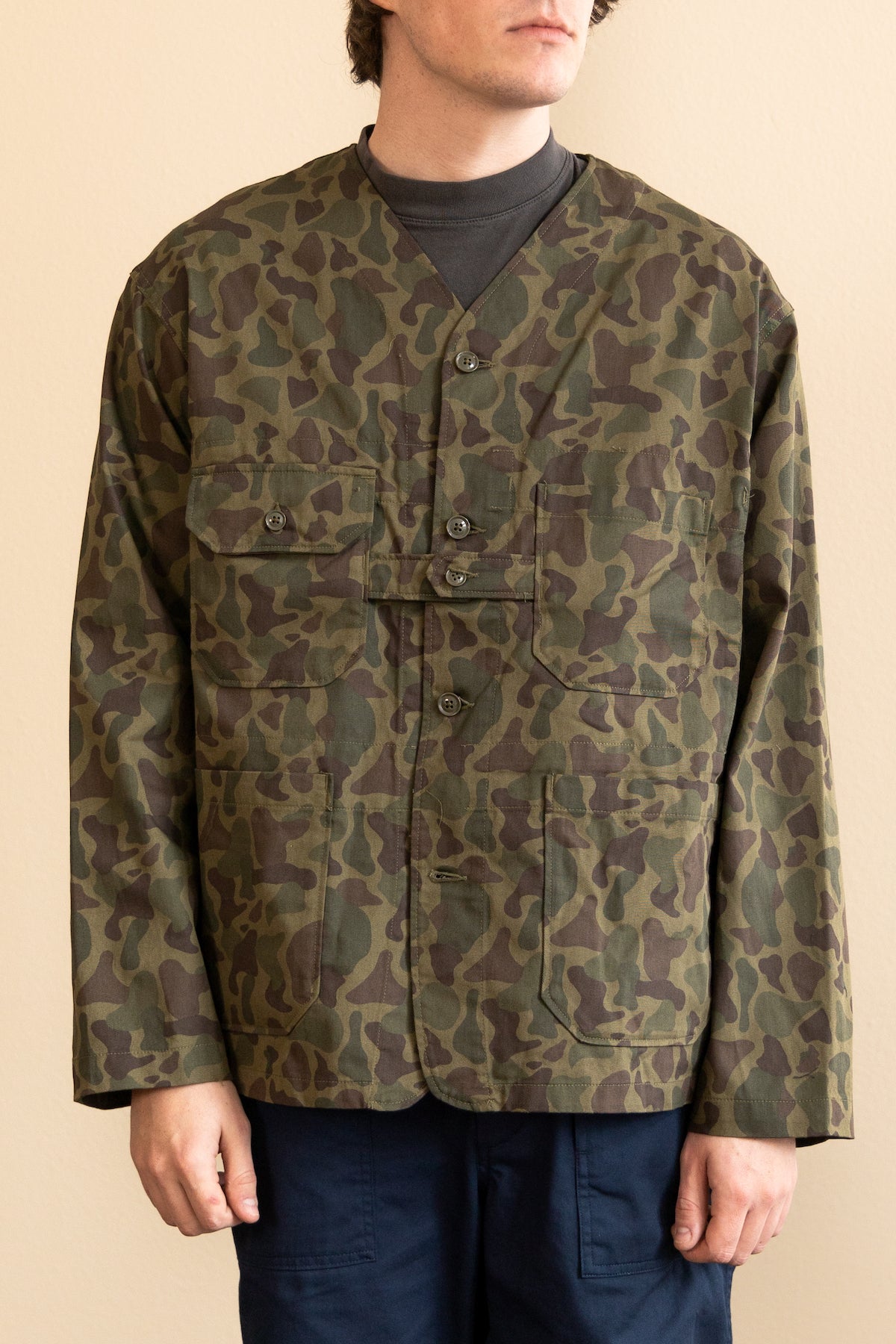 Engineered Garments - Cardigan Jacket - Olive Camo 6.5oz Flat Twill - Canoe Club