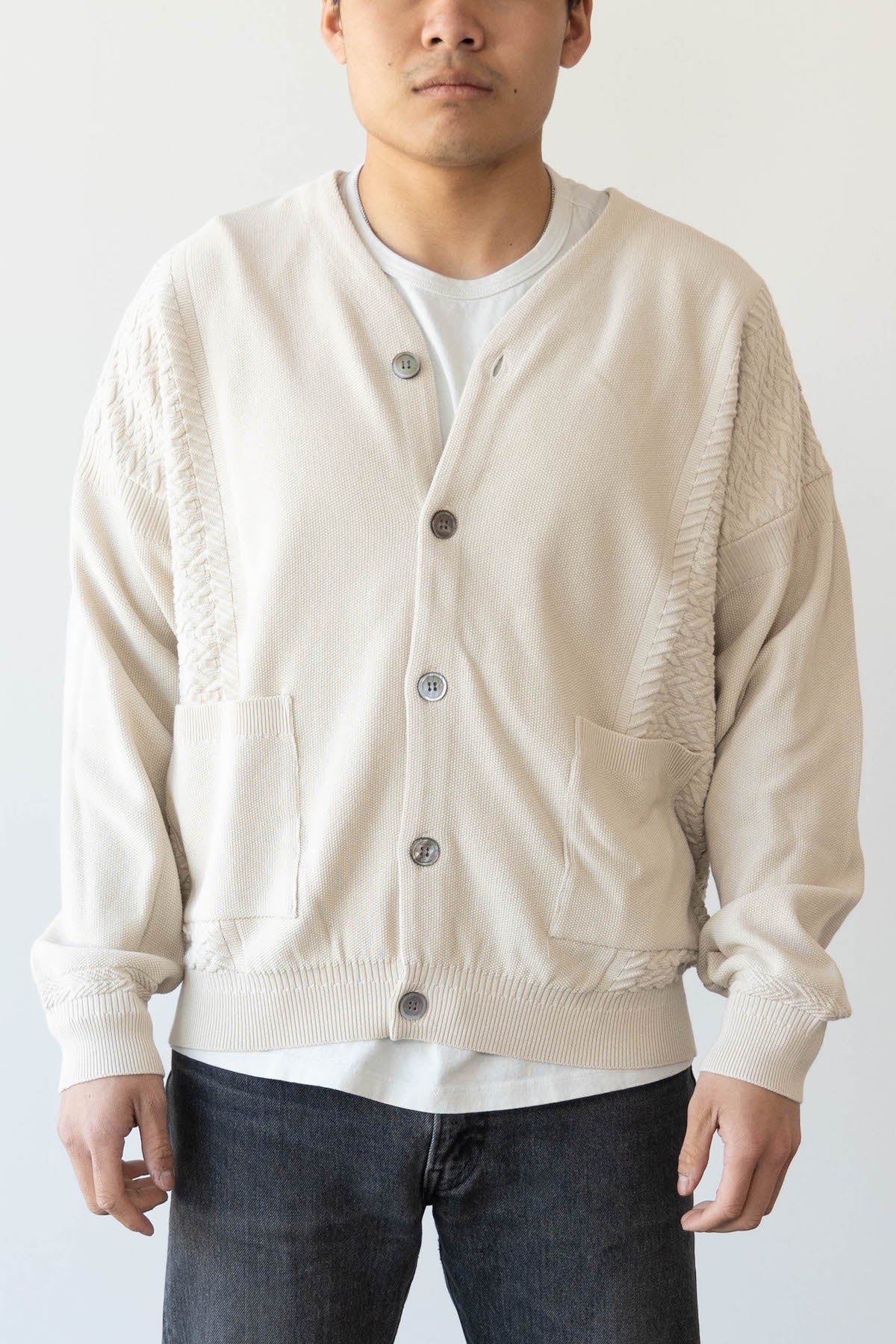 Yashiki - Hanaikada Cardigan - Ivory - Canoe Club