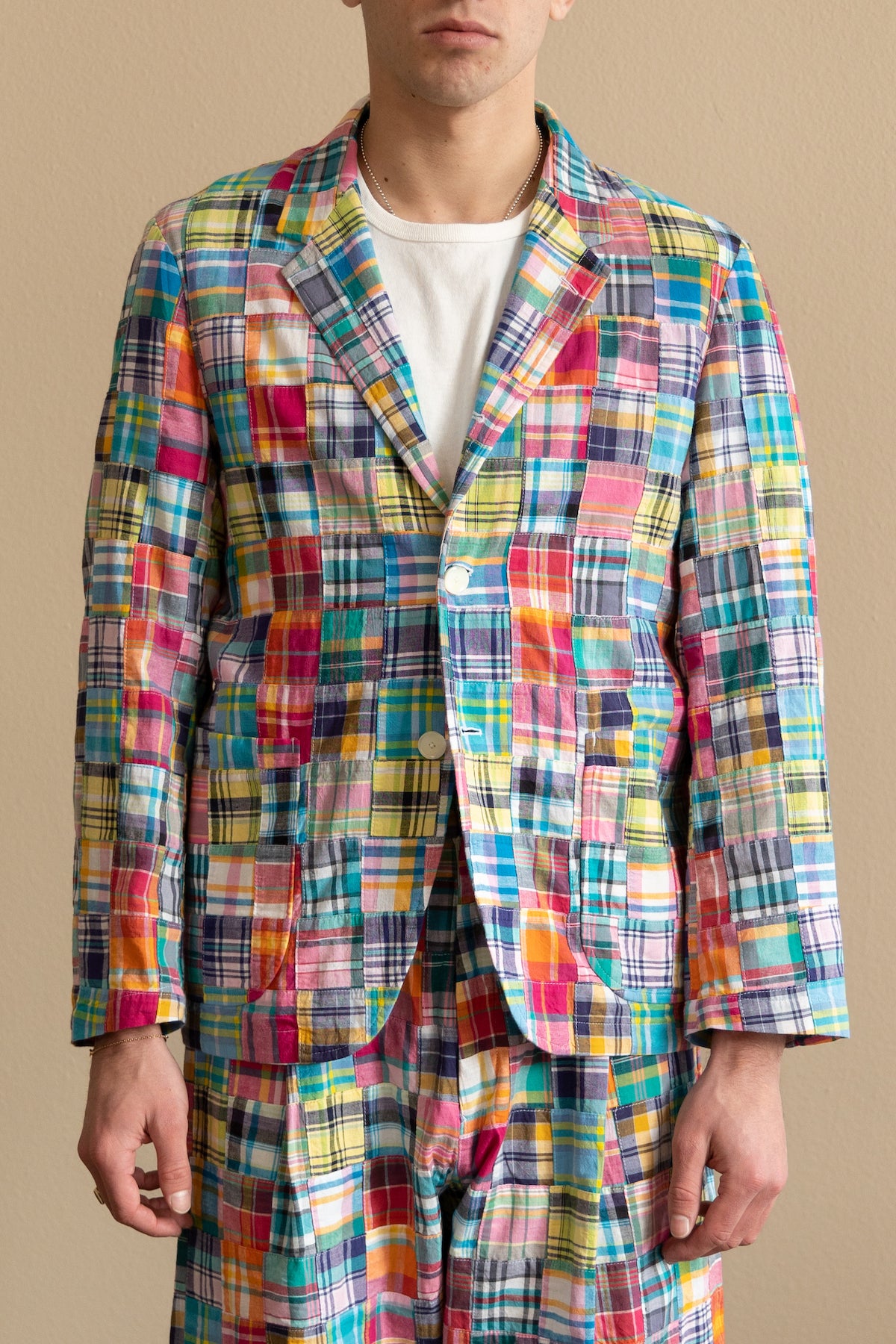 J. Press - India Madras 3 Button Old Fit Jacket - Pink - Canoe Club