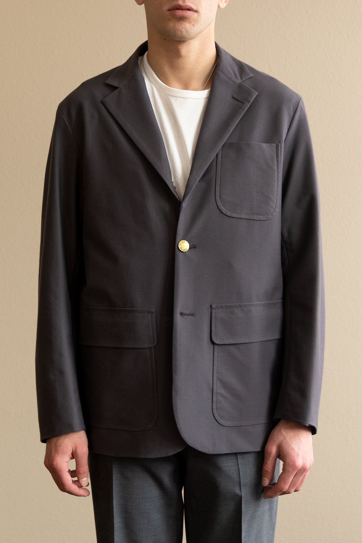 J. Press - Knit 3 Button Baggy Blazer - Gray - Canoe Club