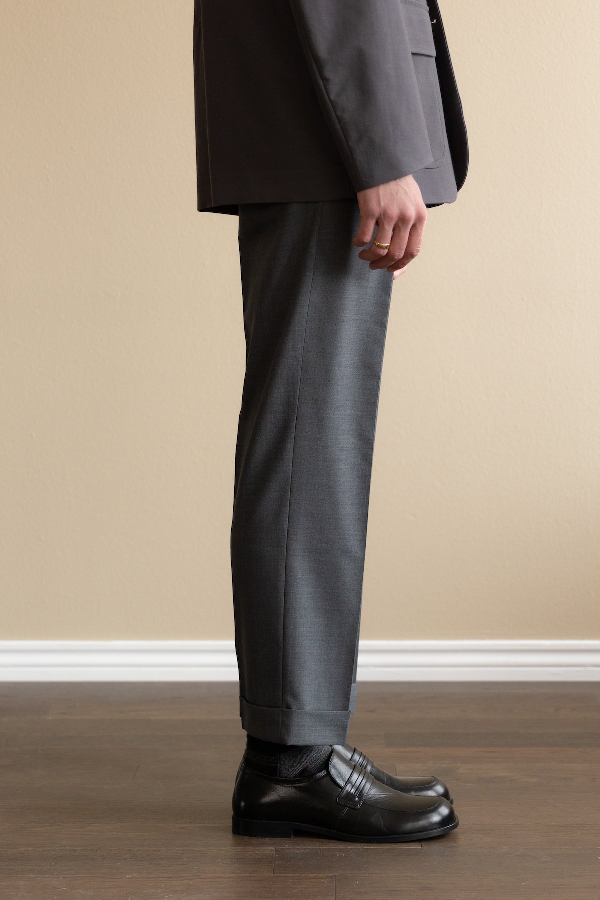 J. Press - Merino Tropical Wool Piped Stem Trousers - Gray - Canoe Club