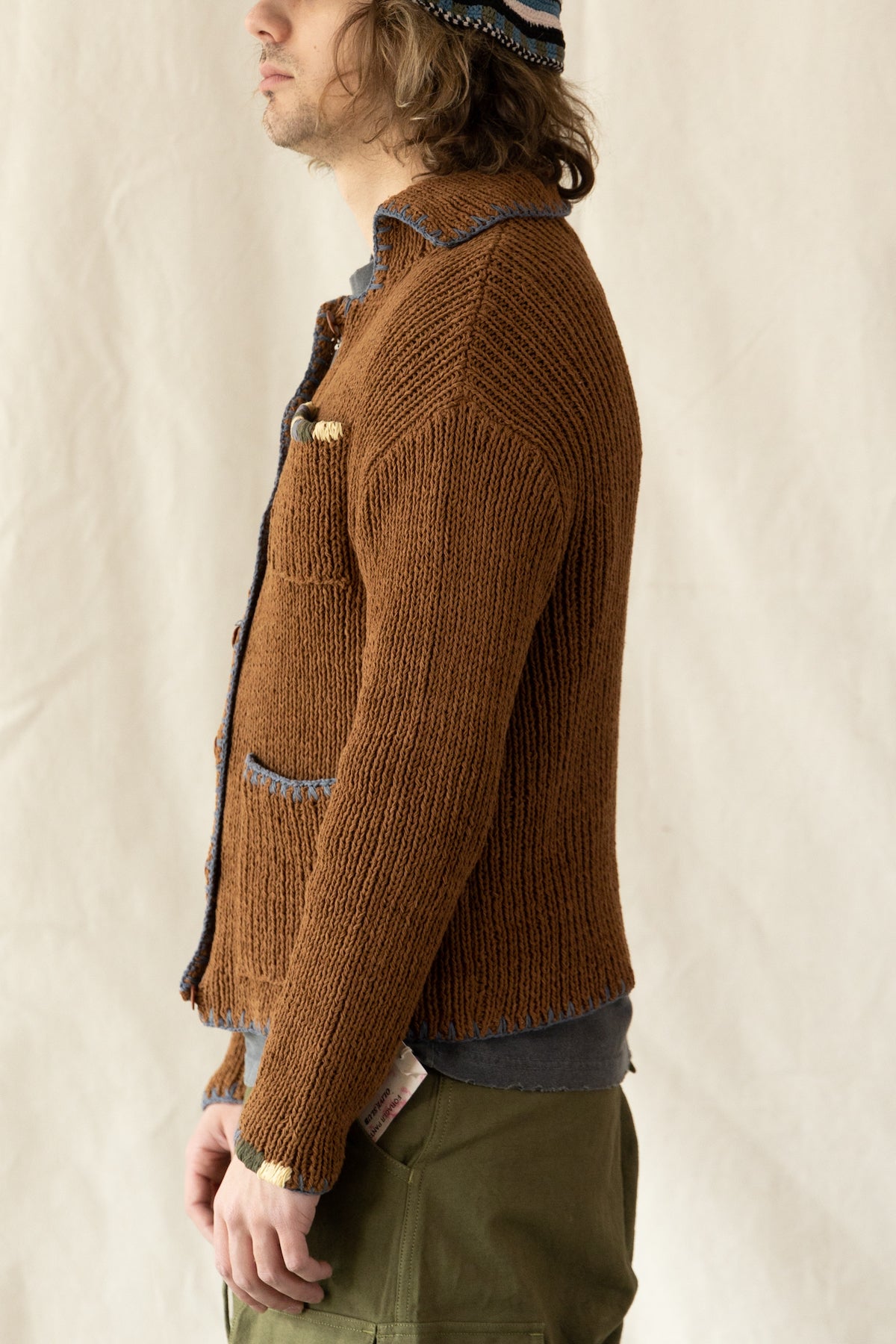 Story Mfg. - Grandad Cardigan Hand Knit - Brown - Canoe Club