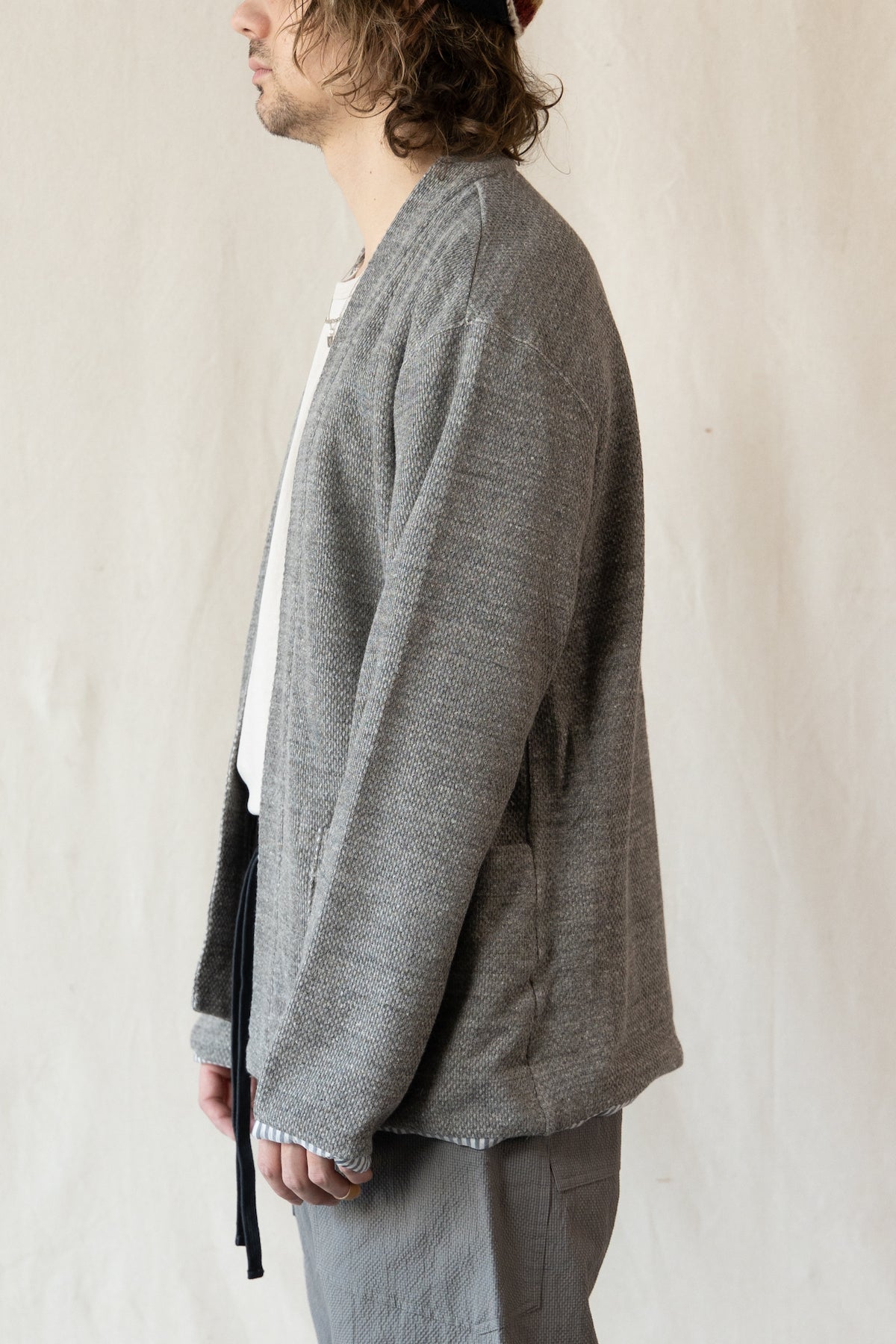 ts(s) - Honeycomb Jersey Lined Easy Cardigan - Gray - Canoe Club