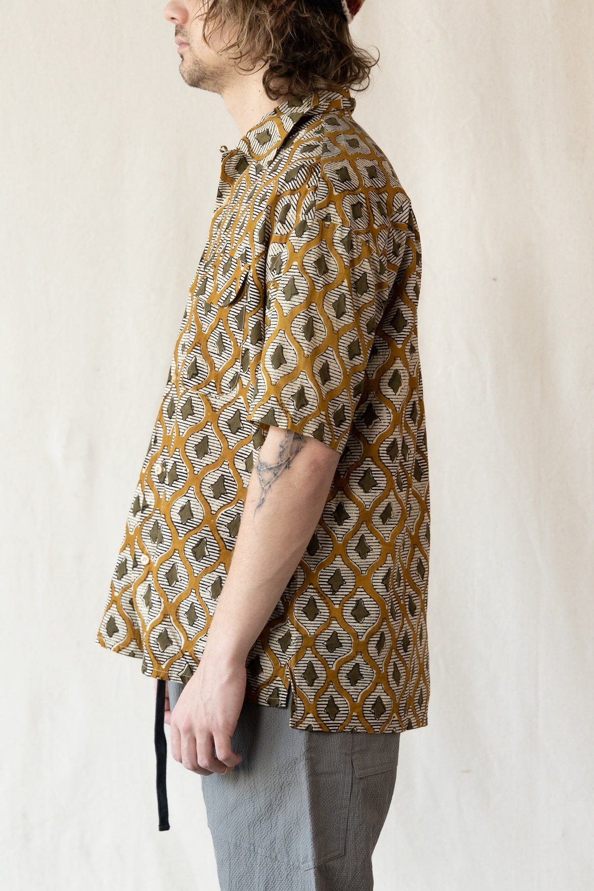 ts(s) - Ethnic Print Short Sleeve Shirt - Khaki - Canoe Club