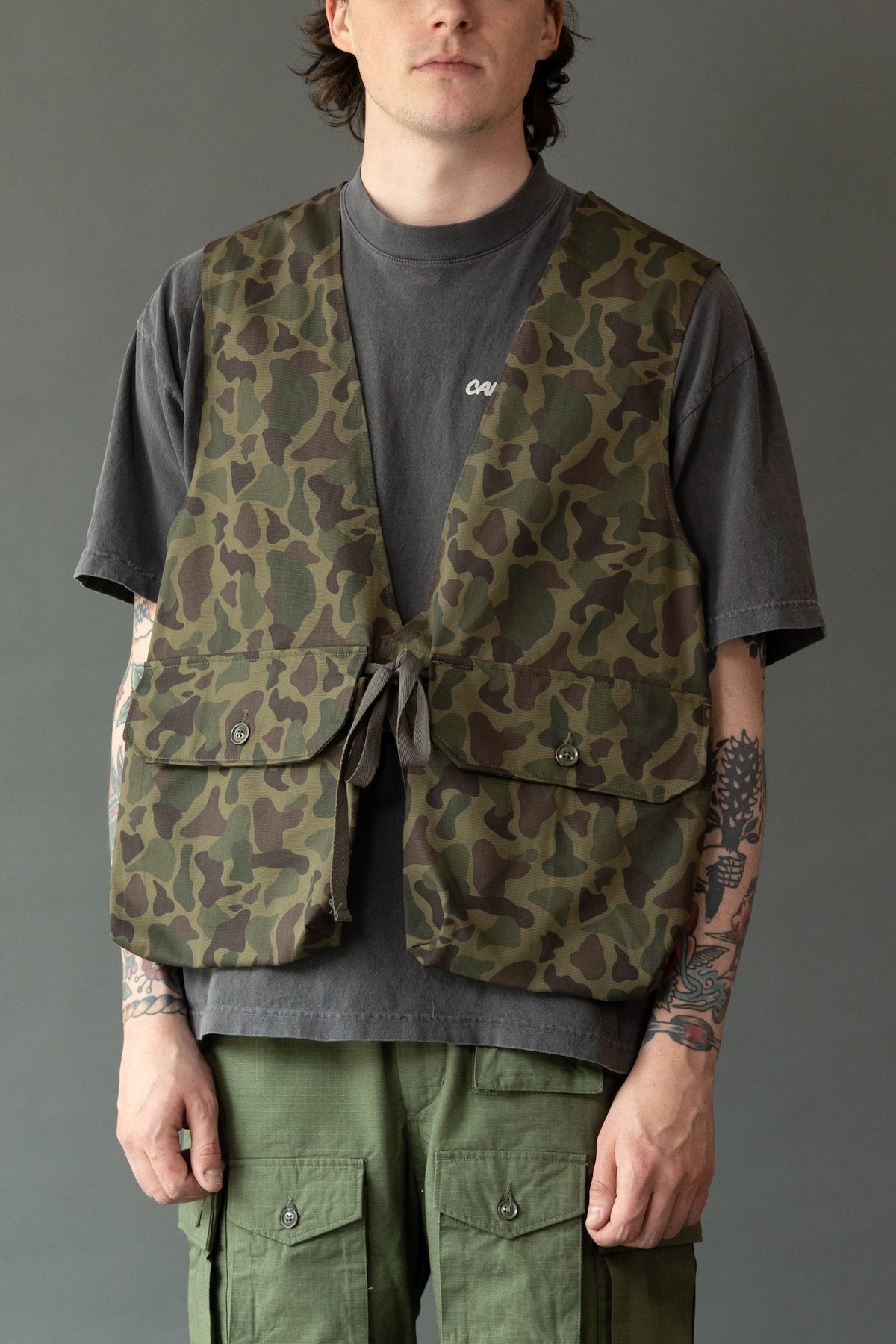 Engineered Garments - Fowl Vest - Olive Camo 6.5oz Flat Twill - Canoe Club