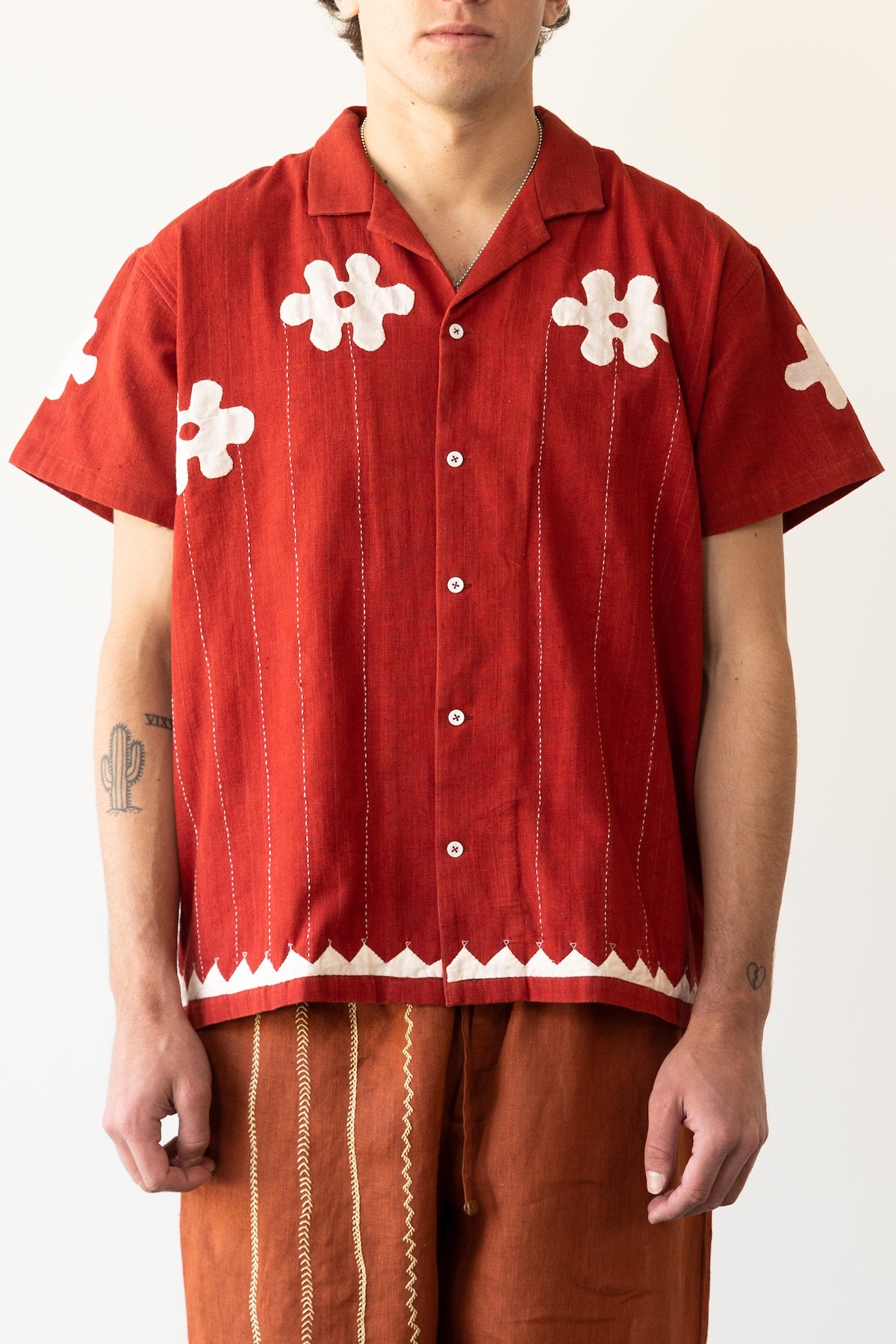 Harago - Cloud Applique Shirt - Red - Canoe Club