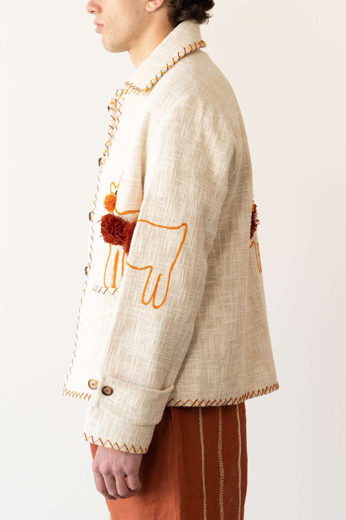 Harago - Animal Embroidered Blouson Jacket - Off White - Canoe Club