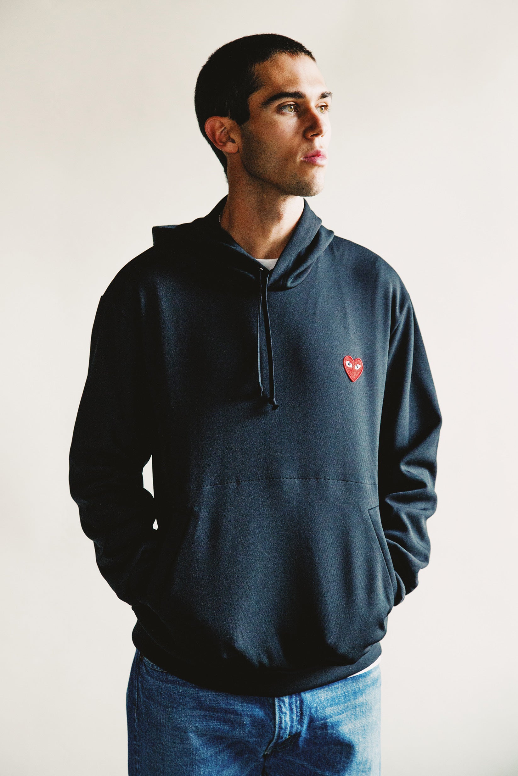 Comme des Garçons PLAY - Red Heart Hooded Sweatshirt- Black - Canoe Club