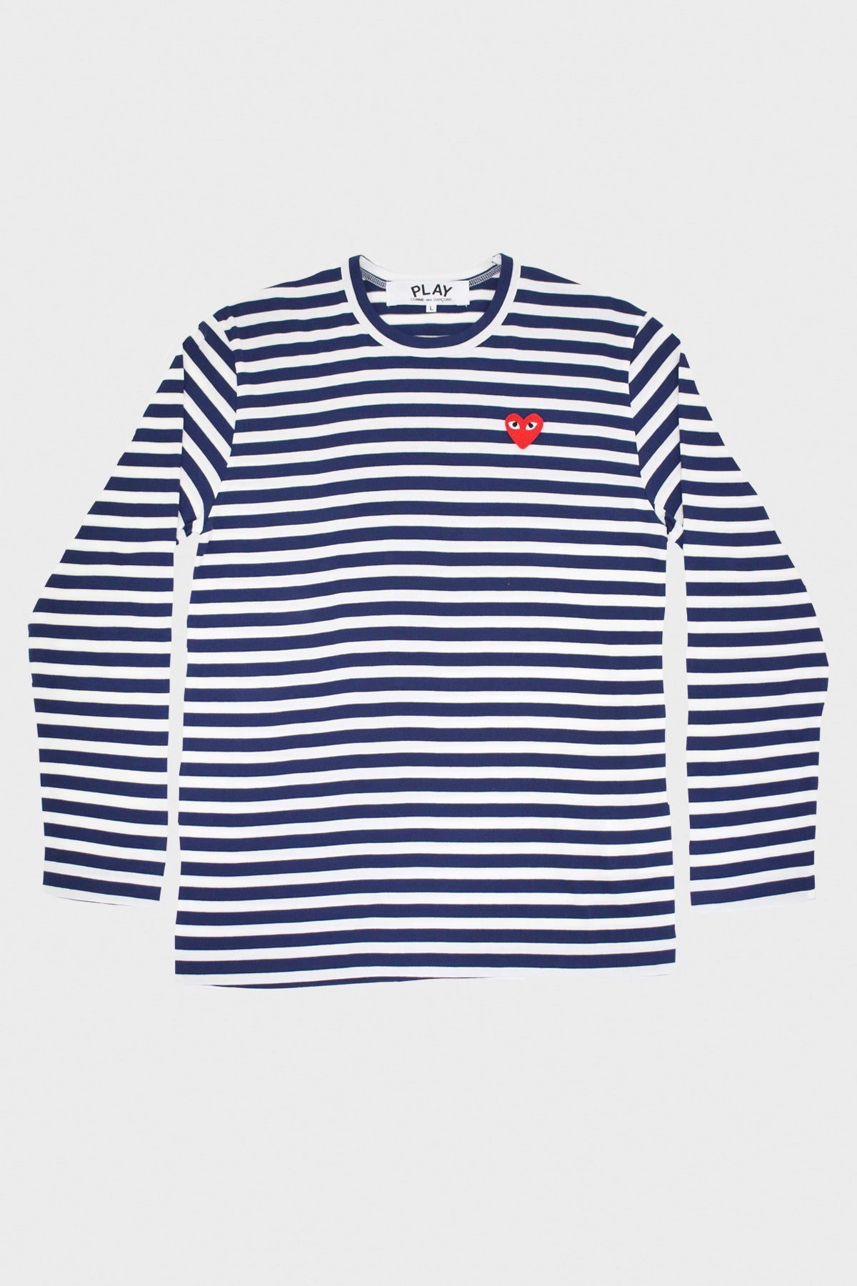 Comme des Garçons PLAY - Red Heart Striped T-Shirt - Navy/White - Canoe Club