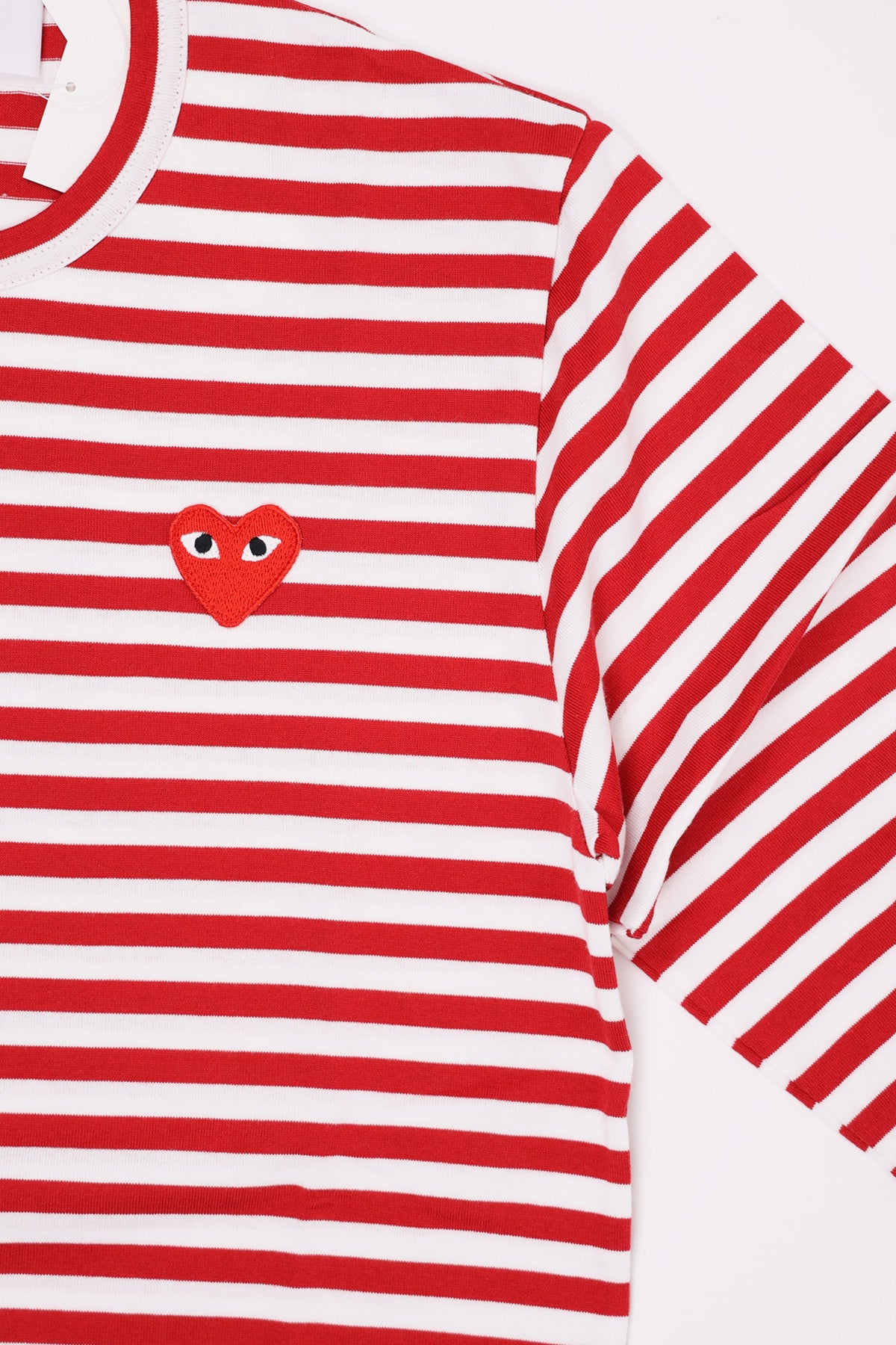 Comme des Garçons PLAY - Red Heart Striped T-Shirt - Red/White - Canoe Club