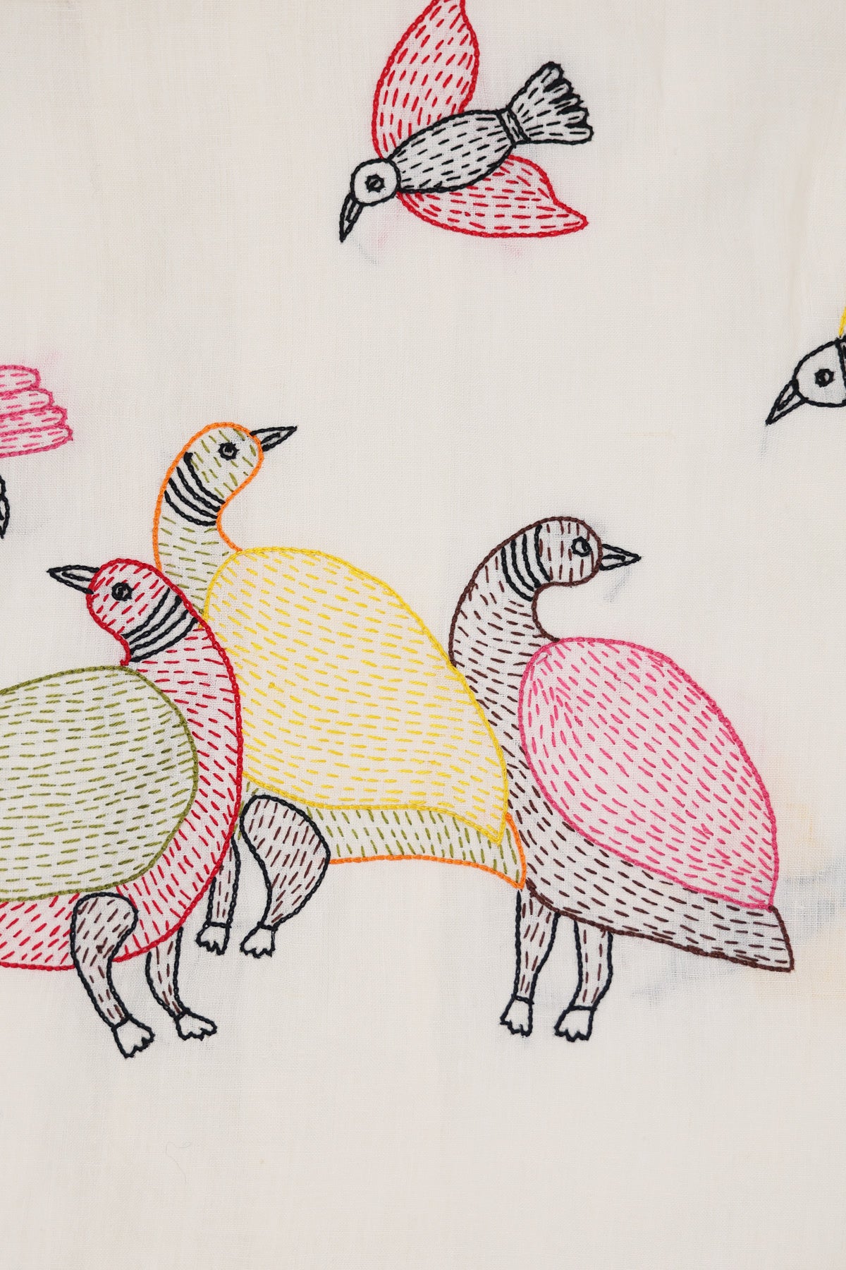 Harago - Gond Bird Embroidered Shirt - Off-White - Canoe Club