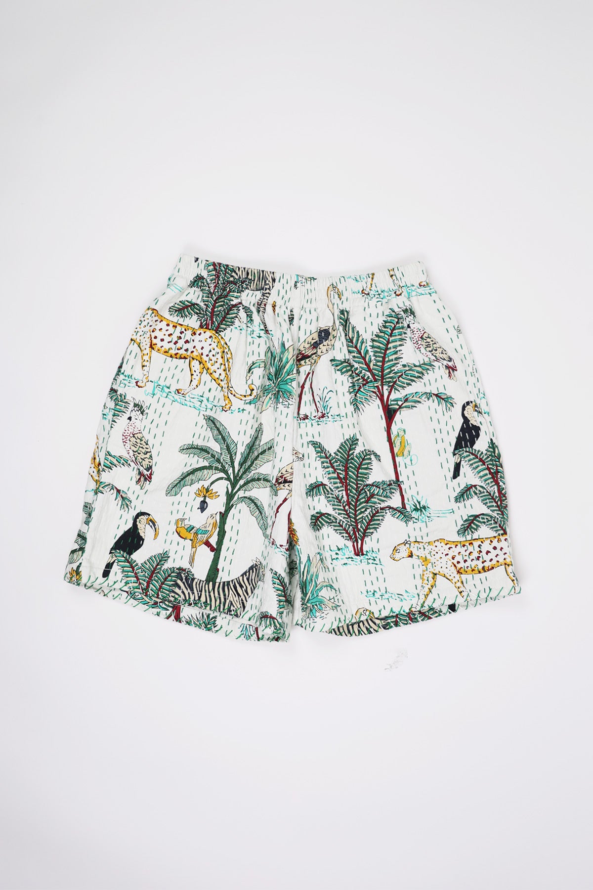 Harago - Printed Kantha Shorts - White - Canoe Club