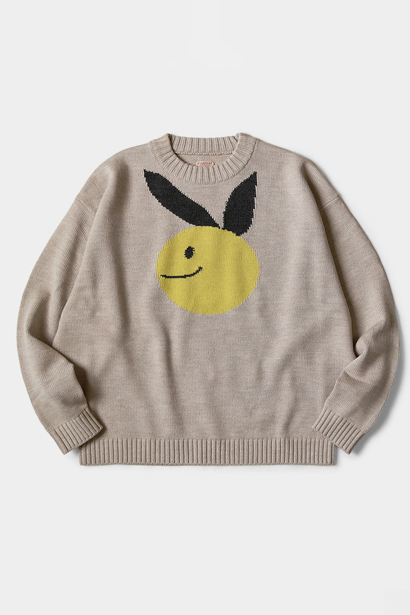 Kapital 7G Wool Crew Sweater (CONEYBOWEY) Beige Canoe Club