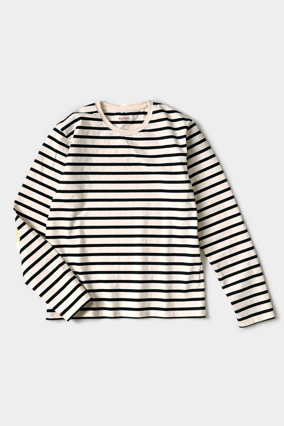 Kapital - Stripe Jersey Crew Long Sleeve T (RAINBOWY Patch) - Black/Ecru - Canoe Club